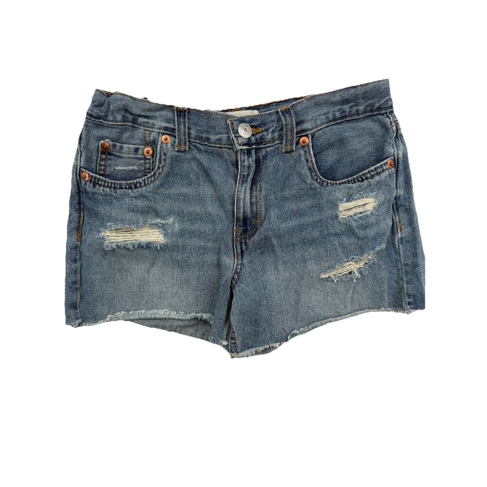 Levi’s 501 Distressed Denim Shorts Size 14 Reg Girlfriend Short Cutoff